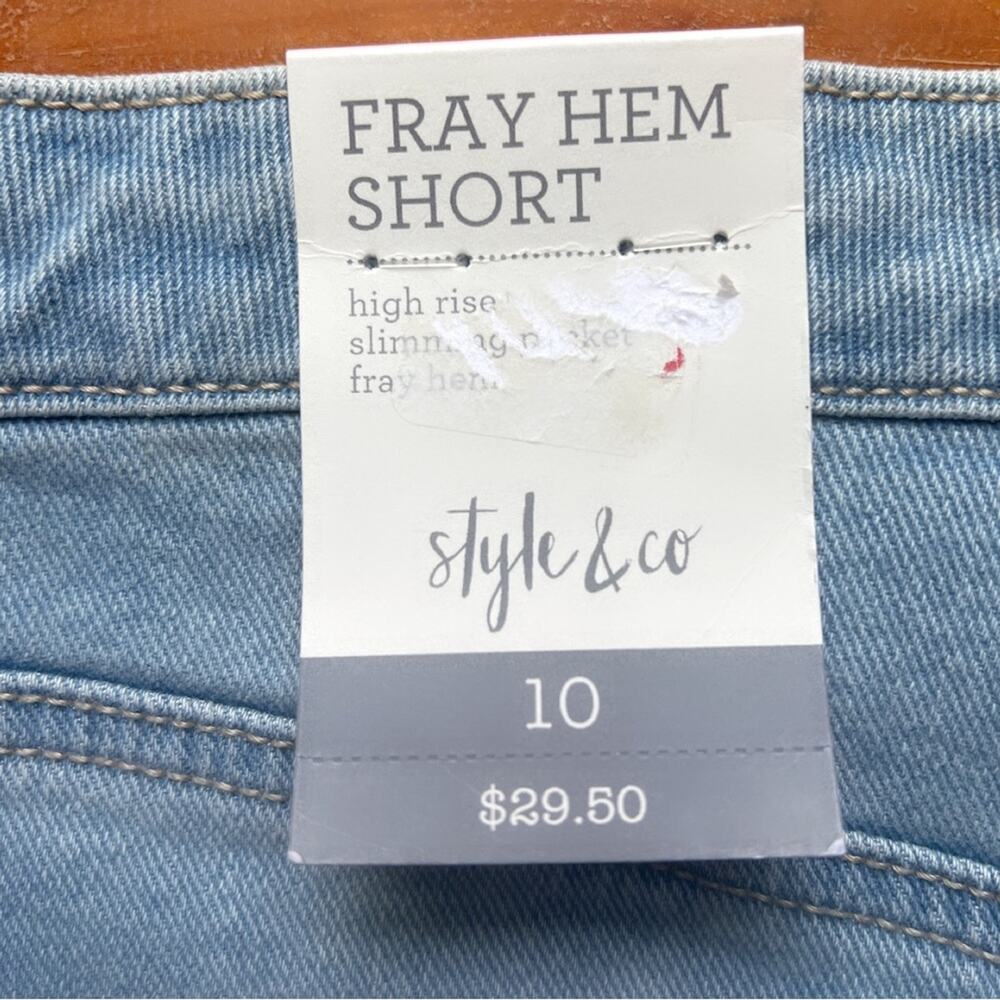 NWT Style & Company Jean Shorts Woman's Size 10 Blue High Rise Slimming - Picture 3 of 7